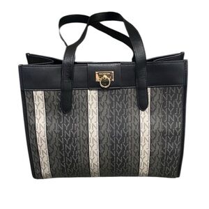 Jones New York Black and Gray Monogram Tote